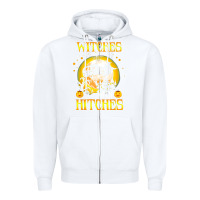 White witches with hitches funny halloween costume gift Zipper Hoodie - PixelFlow