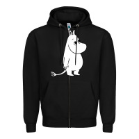 Black moomin character Zipper Hoodie - PixelFlow