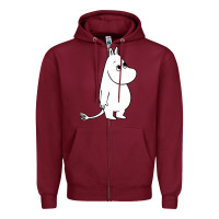 Burgundy moomin character Zipper Hoodie - PixelFlow