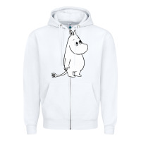 White moomin character Zipper Hoodie - PixelFlow