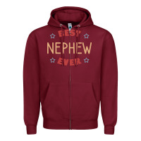 Burgundy Best nephew ever Zipper Hoodie - PixelFlow