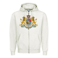 Oatmeal Heather Iran Coat of arms Flag souvenir Iranian Persian Zipper Hoodie - PixelFlow