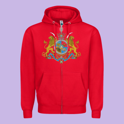 Iran Coat Of Arms Flag Souvenir Iranian Persian Zipper Hoodie Designed By Pixelflow