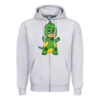 Heather Grey gekko cat boy Zipper Hoodie - PixelFlow