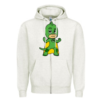 Oatmeal Heather gekko cat boy Zipper Hoodie - PixelFlow