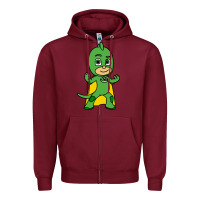 Burgundy gekko cat boy Zipper Hoodie - PixelFlow