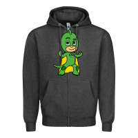 Charcoal Heather gekko cat boy Zipper Hoodie - PixelFlow