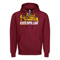 Burgundy bulldozercat 2 Zipper Hoodie - PixelFlow