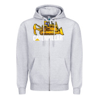 Heather Grey bulldozercat 2 Zipper Hoodie - PixelFlow