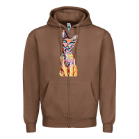 Chestnut Colorful Cat Zipper Hoodie - PixelFlow