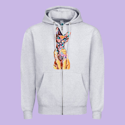Colorful Cat Zipper Hoodie Designed By Pixelflow