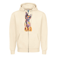 Sandshell Colorful Cat Zipper Hoodie - PixelFlow