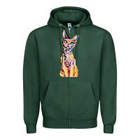 Sports Green Colorful Cat Zipper Hoodie - PixelFlow