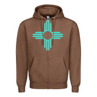 Chestnut New Mexico Zia Sun in Turquoise Blue Zipper Hoodie - PixelFlow