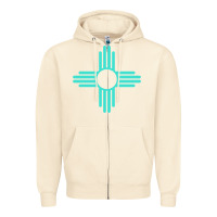 Sandshell New Mexico Zia Sun in Turquoise Blue Zipper Hoodie - PixelFlow
