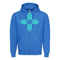 True Royal New Mexico Zia Sun in Turquoise Blue Zipper Hoodie - PixelFlow