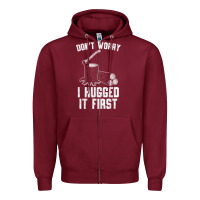 Burgundy lumberjack don't worry i hugged it first lumberjack wood cutter logger Zipper Hoodie - SnappyArt