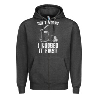 Charcoal Heather lumberjack don't worry i hugged it first lumberjack wood cutter logger Zipper Hoodie - SnappyArt