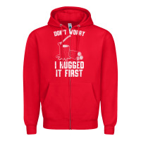 Red lumberjack don't worry i hugged it first lumberjack wood cutter logger Zipper Hoodie - SnappyArt