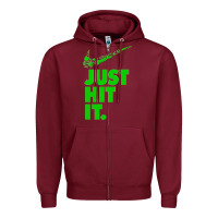 Burgundy Just Hit It Cannabis Weed Vintage Retro Design for Weed Lover Zipper Hoodie - SnappyArt