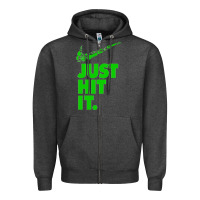 Charcoal Heather Just Hit It Cannabis Weed Vintage Retro Design for Weed Lover Zipper Hoodie - SnappyArt