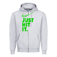 Heather Grey Just Hit It Cannabis Weed Vintage Retro Design for Weed Lover Zipper Hoodie - SnappyArt