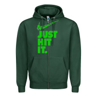 Sports Green Just Hit It Cannabis Weed Vintage Retro Design for Weed Lover Zipper Hoodie - SnappyArt