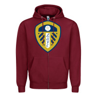 Burgundy leeds-fc Zipper Hoodie - SnappyArt