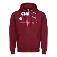 Burgundy cna nurse t shirt Zipper Hoodie - SnappyArt