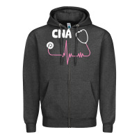 Charcoal Heather cna nurse t shirt Zipper Hoodie - SnappyArt