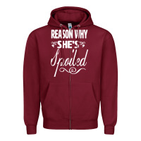 Burgundy the reason she is spoiled couples matching set valentines t shirt Zipper Hoodie - SnappyArt
