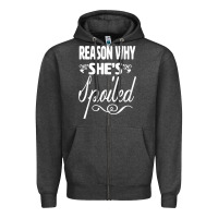 Charcoal Heather the reason she is spoiled couples matching set valentines t shirt Zipper Hoodie - SnappyArt