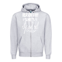 Heather Grey the reason she is spoiled couples matching set valentines t shirt Zipper Hoodie - SnappyArt