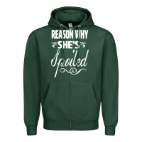 Sports Green the reason she is spoiled couples matching set valentines t shirt Zipper Hoodie - SnappyArt