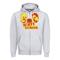 Heather Grey Dirty Burger Zipper Hoodie - SnappyArt
