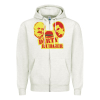 Oatmeal Heather Dirty Burger Zipper Hoodie - SnappyArt