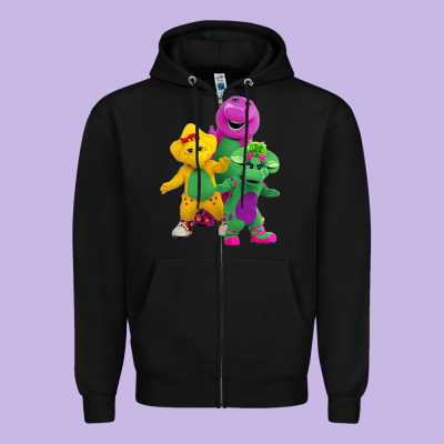New 755 Barney And Friends Cute Zipper Hoodie Designed By Snappyart