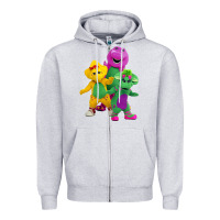 Heather Grey new 755 barney and friends cute Zipper Hoodie - SnappyArt