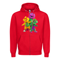 Red new 755 barney and friends cute Zipper Hoodie - SnappyArt