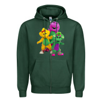 Sports Green new 755 barney and friends cute Zipper Hoodie - SnappyArt