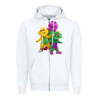White new 755 barney and friends cute Zipper Hoodie - SnappyArt