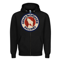Black Great Northern Railroad Zipper Hoodie - SnappyArt
