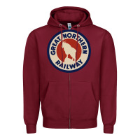 Burgundy Great Northern Railroad Zipper Hoodie - SnappyArt