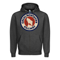 Charcoal Heather Great Northern Railroad Zipper Hoodie - SnappyArt