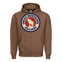 Chestnut Great Northern Railroad Zipper Hoodie - SnappyArt