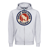Heather Grey Great Northern Railroad Zipper Hoodie - SnappyArt