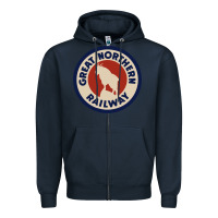 Navy Great Northern Railroad Zipper Hoodie - SnappyArt