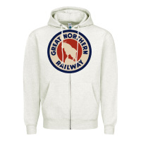 Oatmeal Heather Great Northern Railroad Zipper Hoodie - SnappyArt