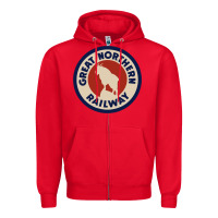 Red Great Northern Railroad Zipper Hoodie - SnappyArt