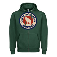 Sports Green Great Northern Railroad Zipper Hoodie - SnappyArt